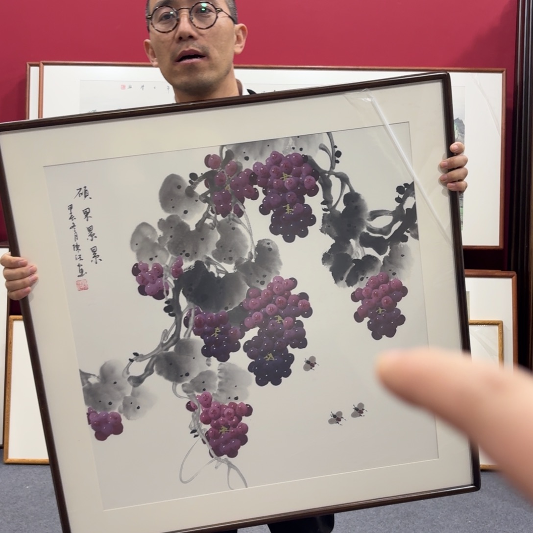 国画带框绘画80/80尺寸