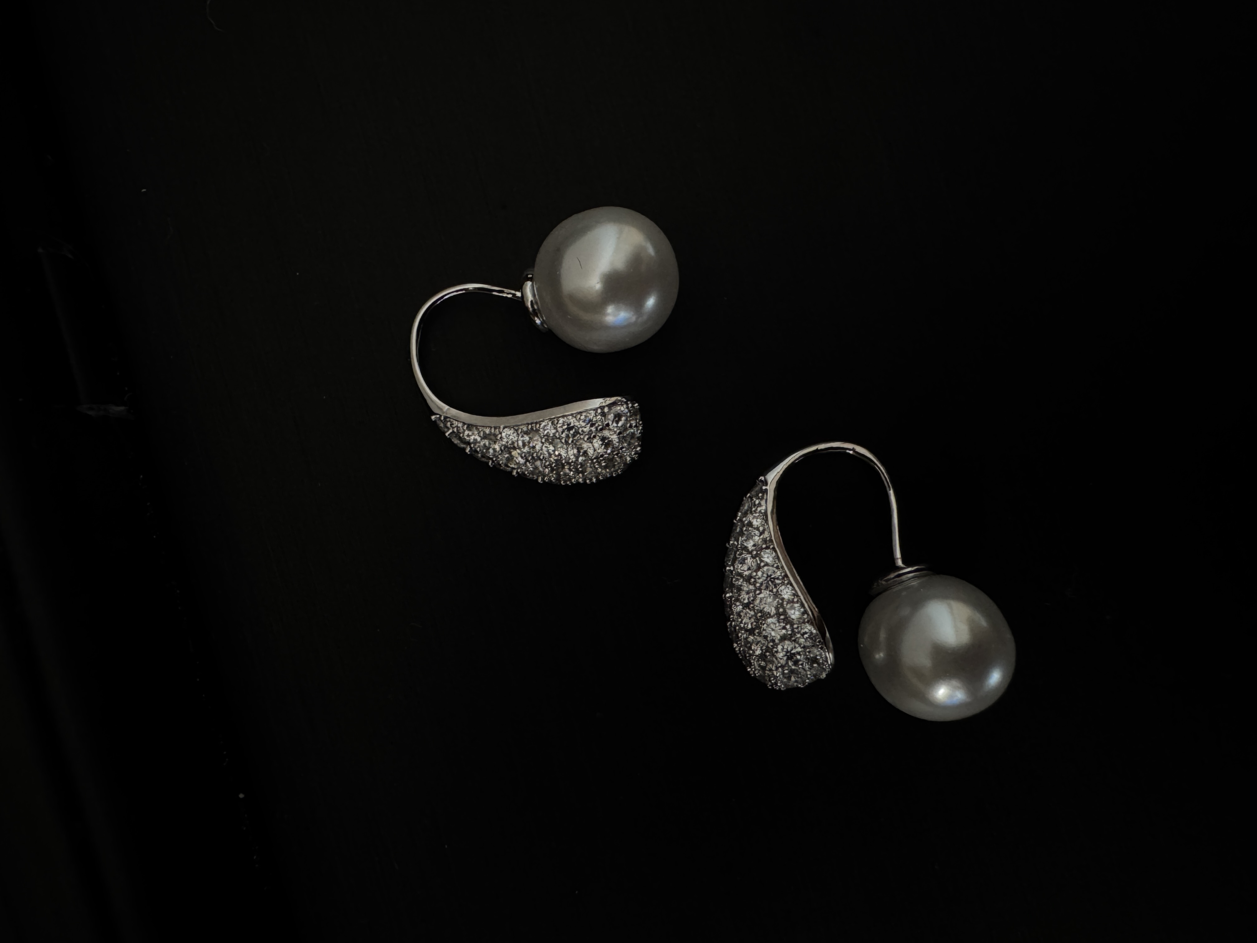 铜合金仿珍珠耳饰 银色少女风耳钩甜美清新百搭简约手工ES-35