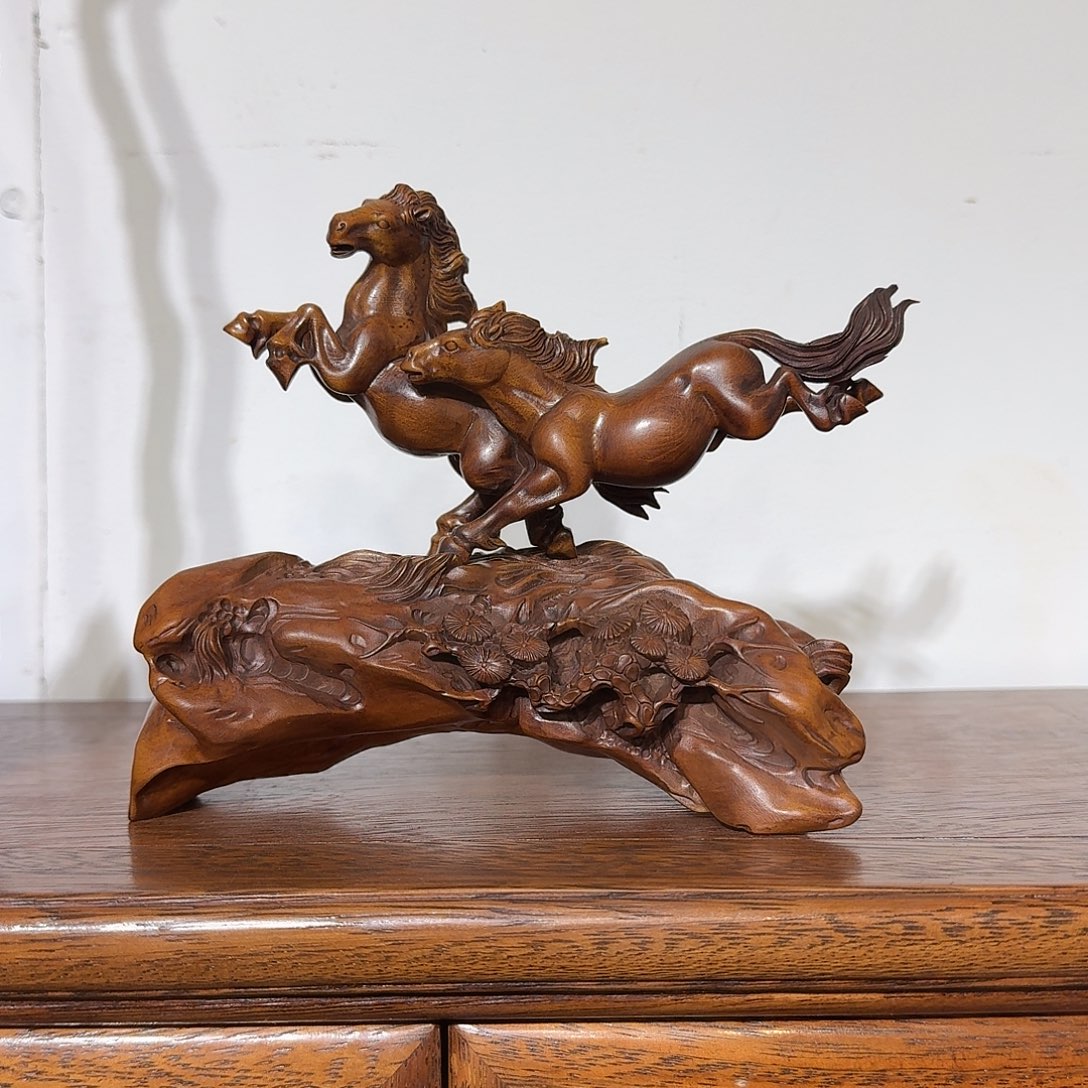 静***开木复古装饰摆件飞马17/13.5厘米