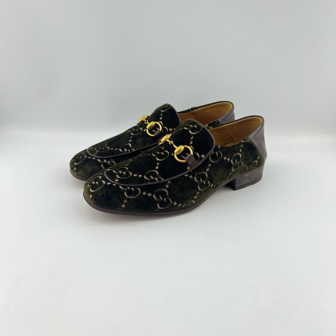 95新 GUCCI/古驰 39.5码/绒毛满印印花马衔扣休闲鞋/11131654