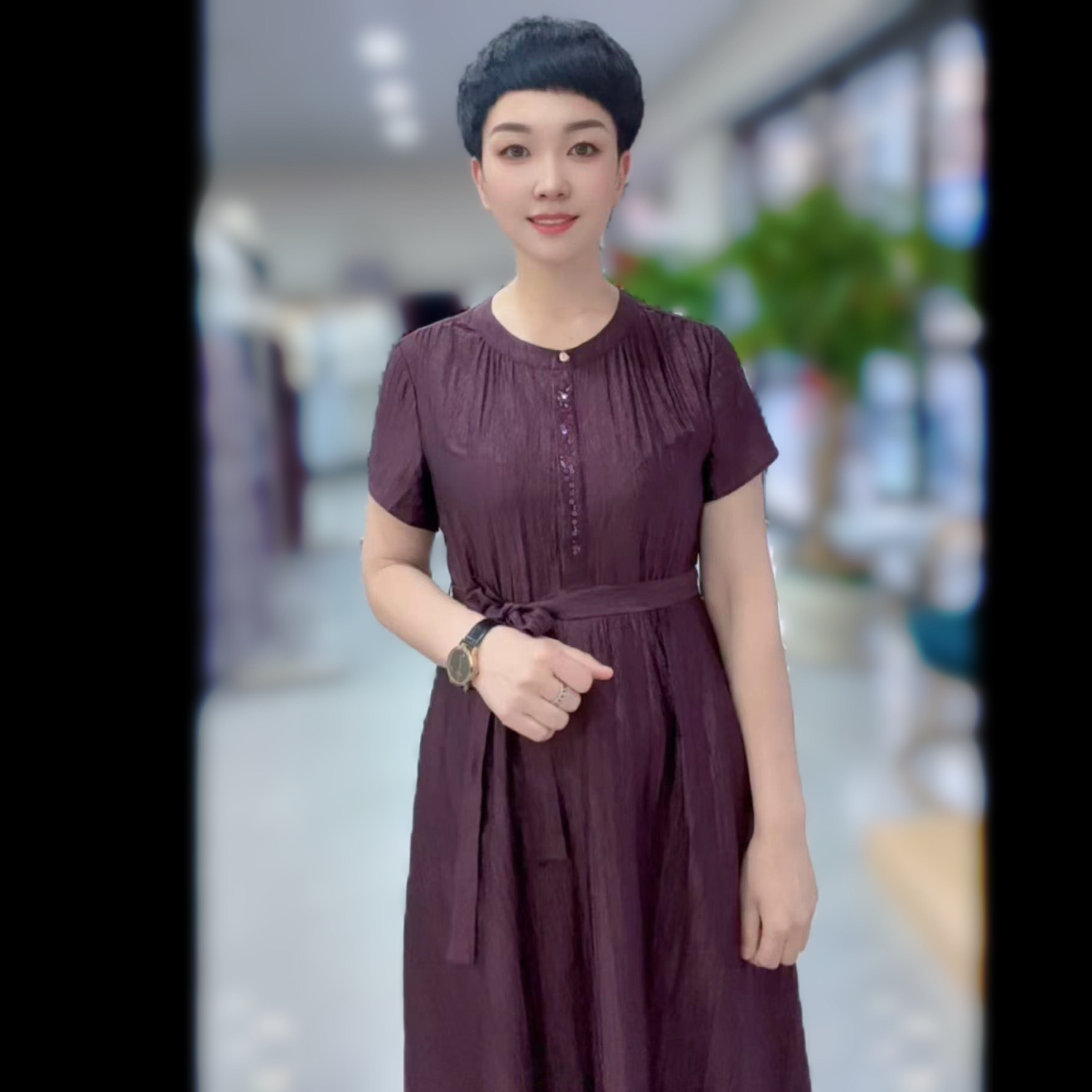 优雅简约风连衣裙女2025夏季新款气质减龄女神范遮肚子显瘦裙子潮