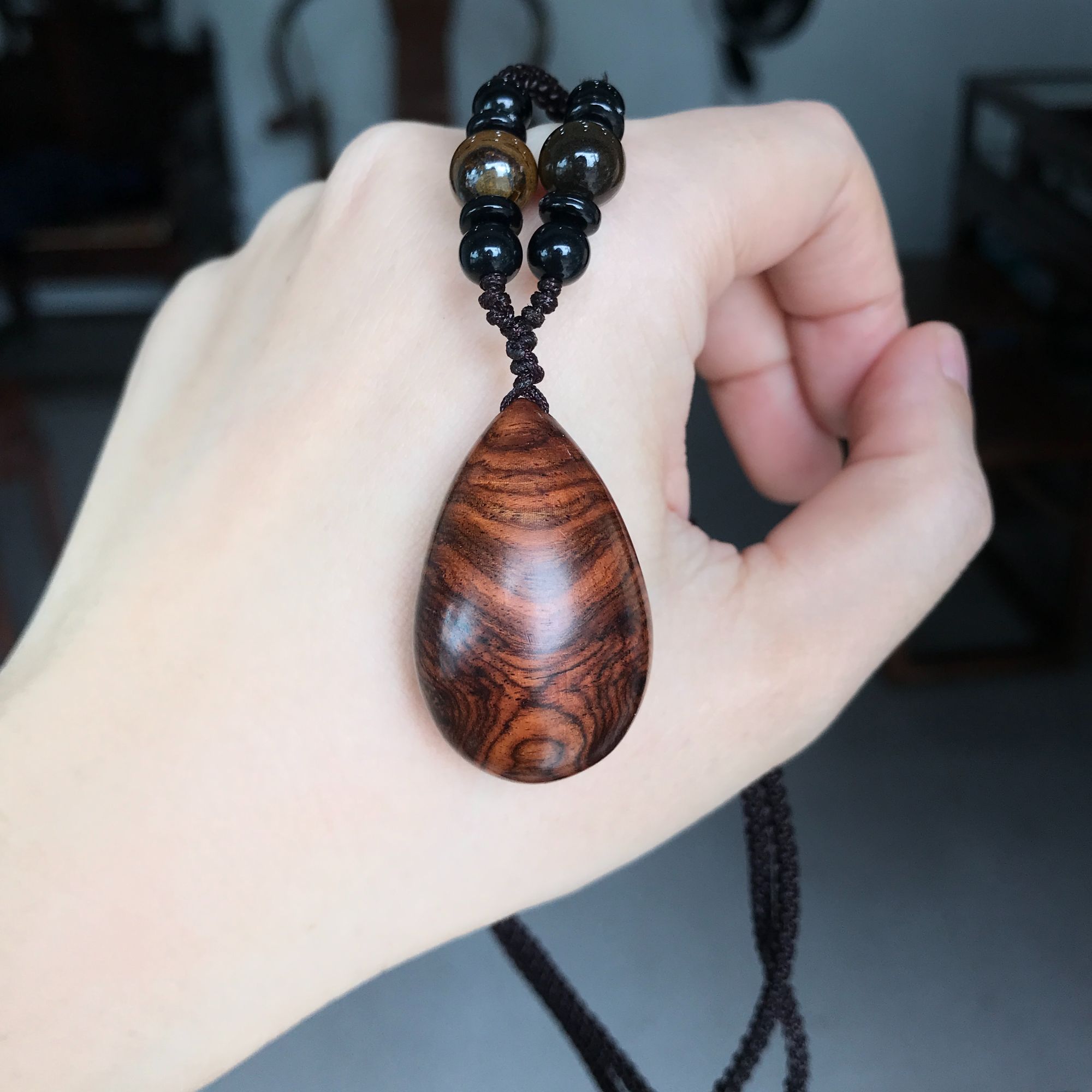 【浮生甄选】海南黄花梨油梨老料水滴吊坠配饰FS594