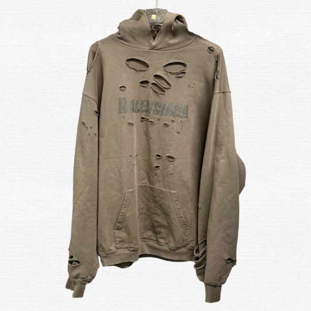 未使用 Balenciaga/巴黎世家 破坏连帽卫衣/XS码/70962