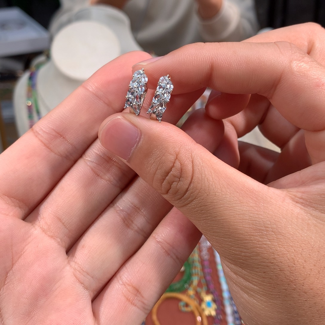 银S925镶嵌戒圈海蓝宝石