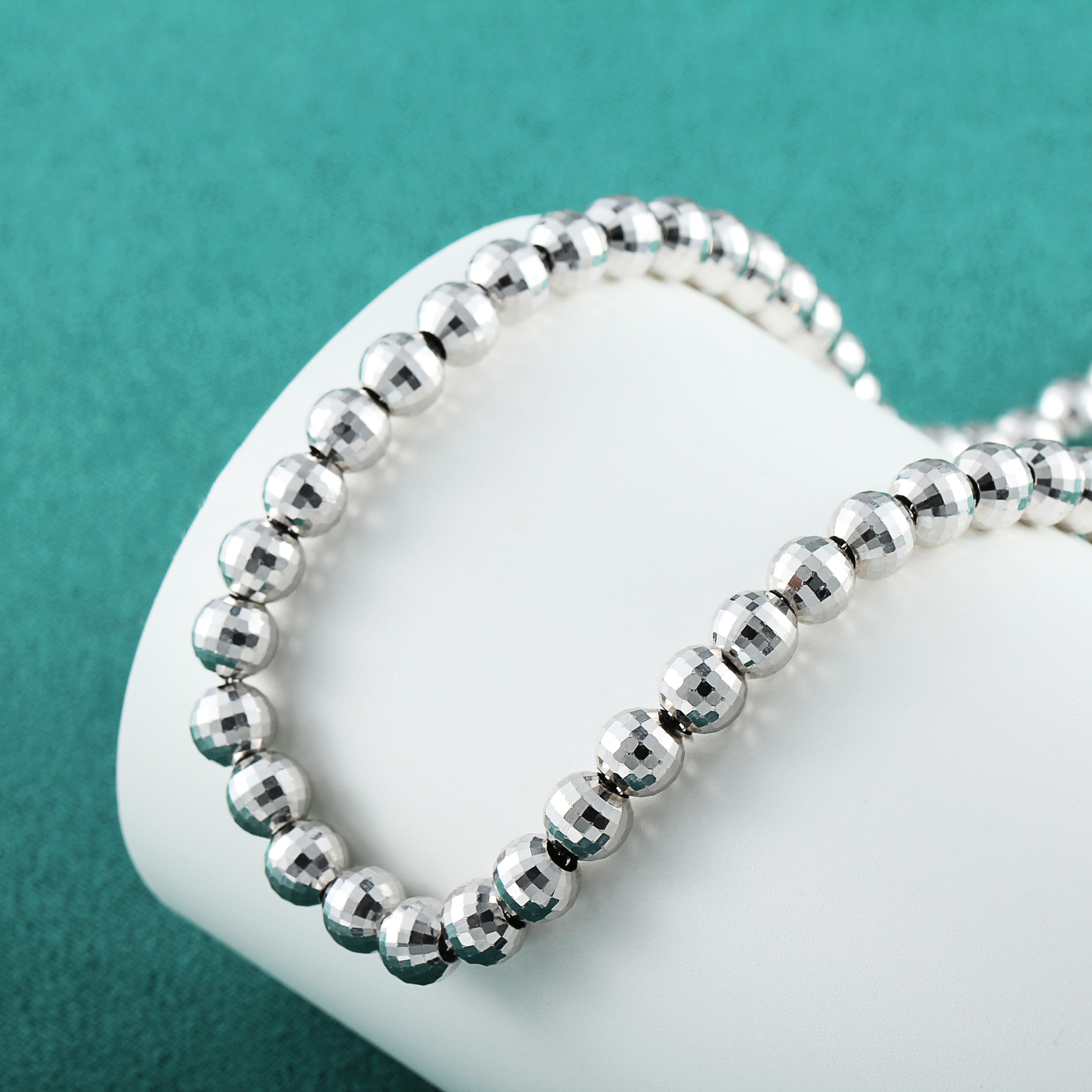 PT990铂金手工时尚百搭简约珠珠蹦迪珠项链6mm