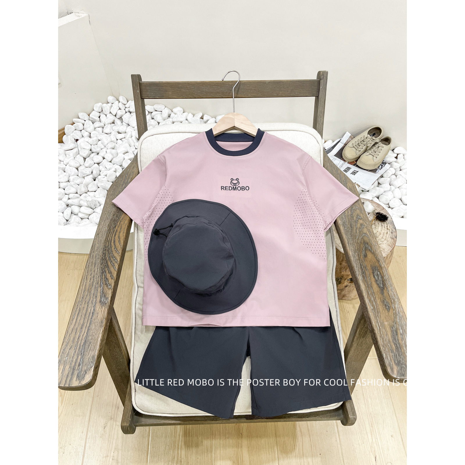 【现现】童装男童速干套装+折叠帽2025夏季新款儿童两件套MMT821921