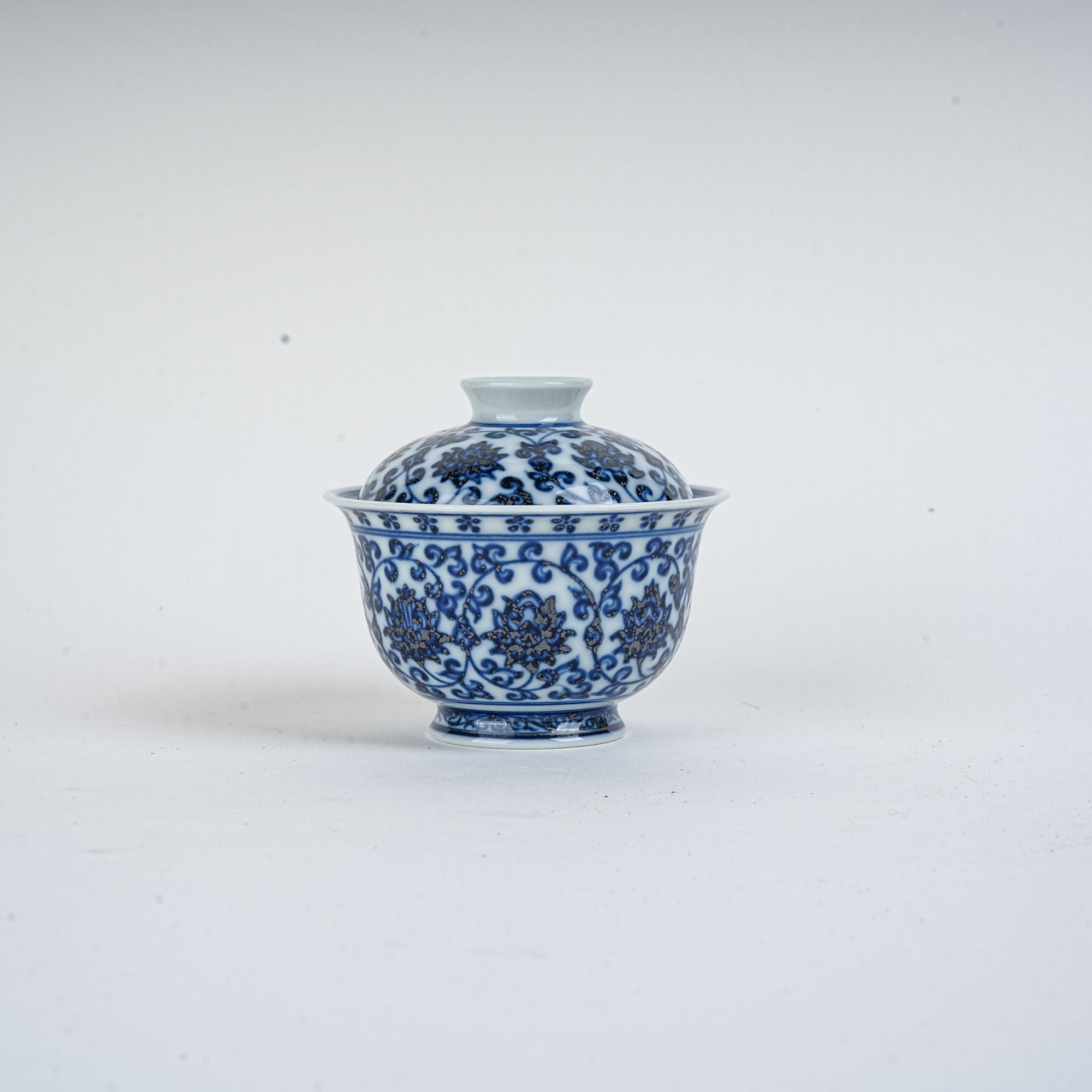 【专属】厚山柴窑青花缠枝莲盖碗