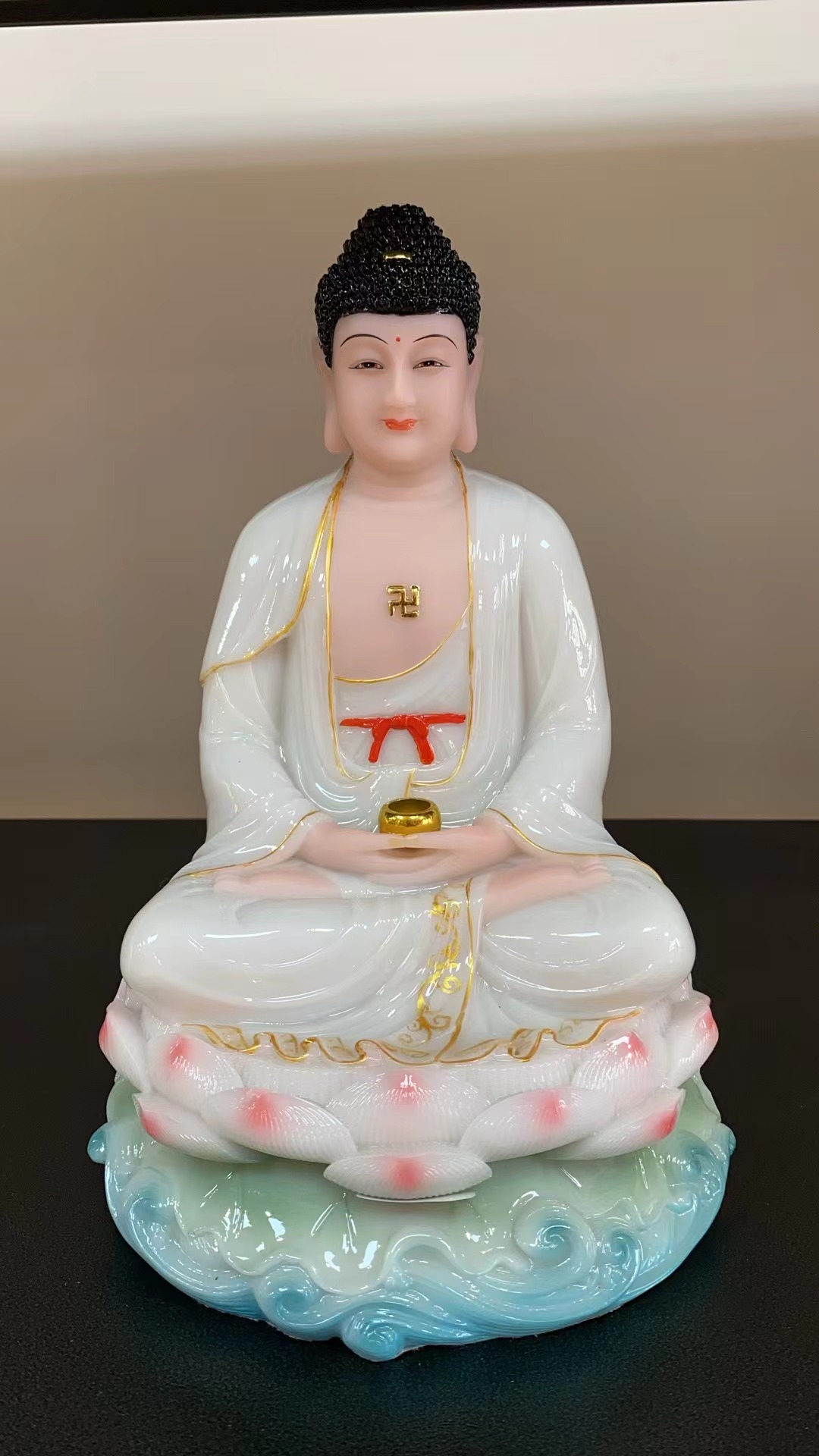 12寸汉白玉水莲工艺佛家像体