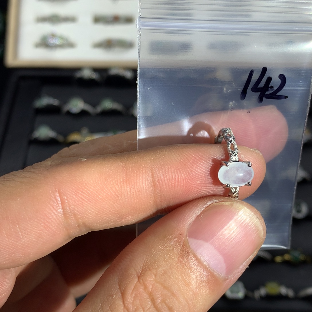 清***M翡翠银S925镀金镶嵌戒指142