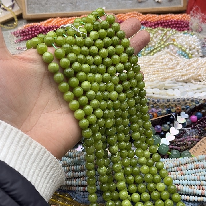 玛瑙/玉髓珠宝半成品未镶嵌一条8mm橄榄石