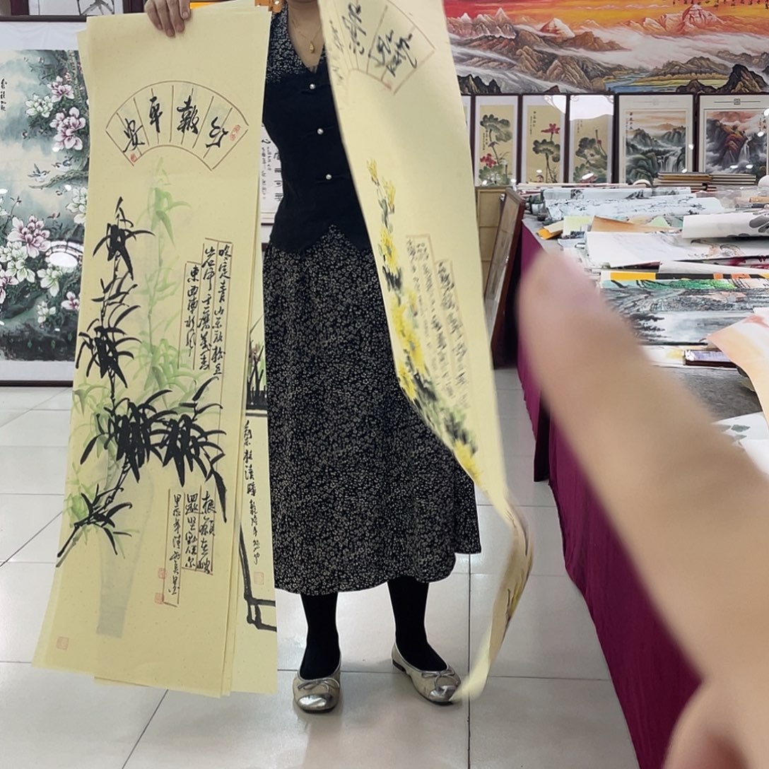 国画纯手绘的花鸟山水