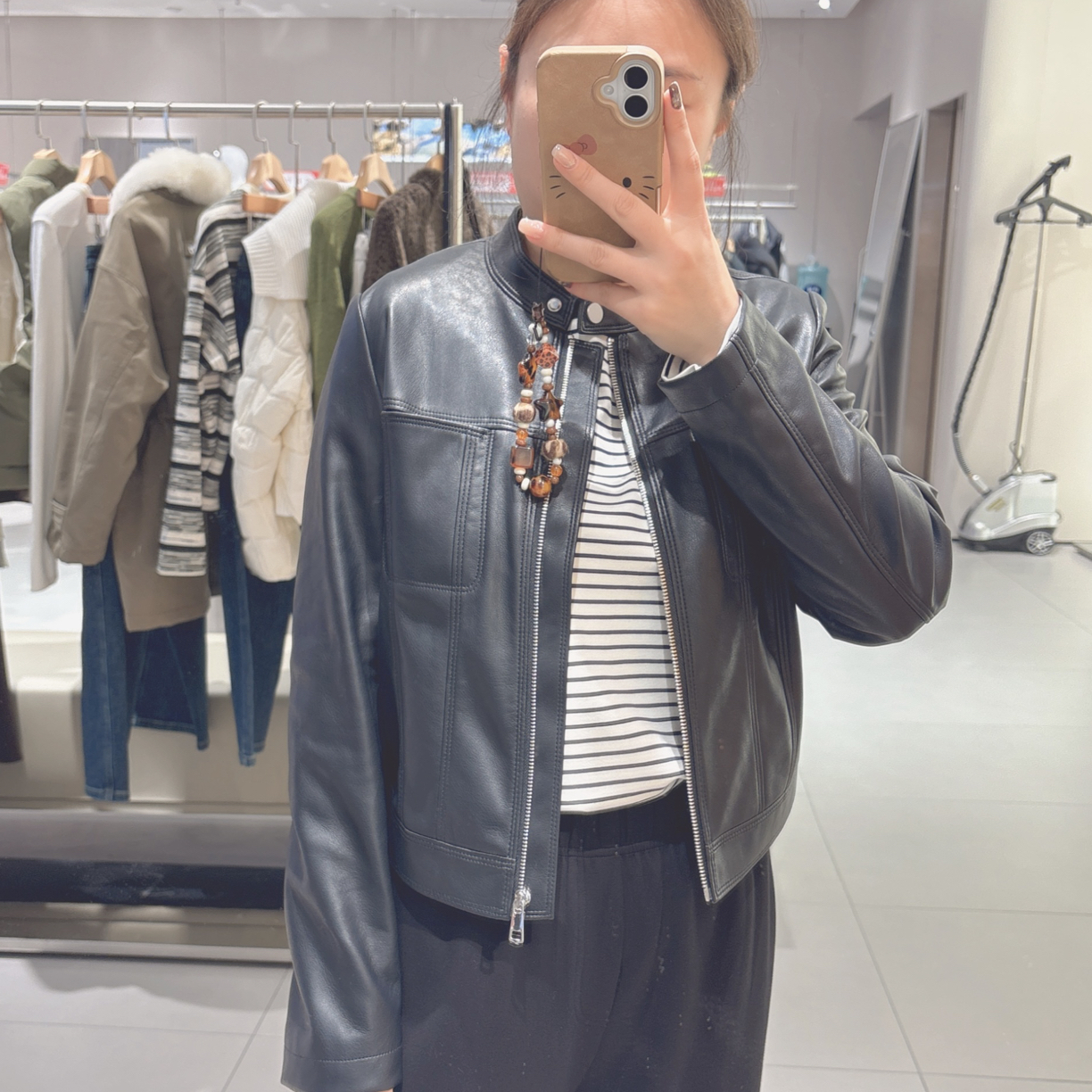 章那汀26春/53628时尚机车短款皮夹克