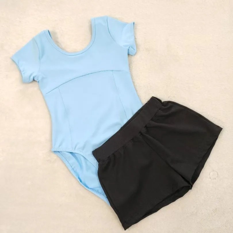 儿童舞蹈服短袖锦纶套装