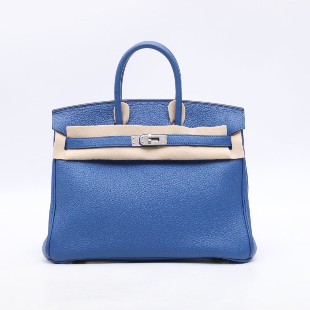 99新 Hermes/爱马仕 珊珊活动 Birkin 25 琉璃蓝 Togo皮Z刻银扣包