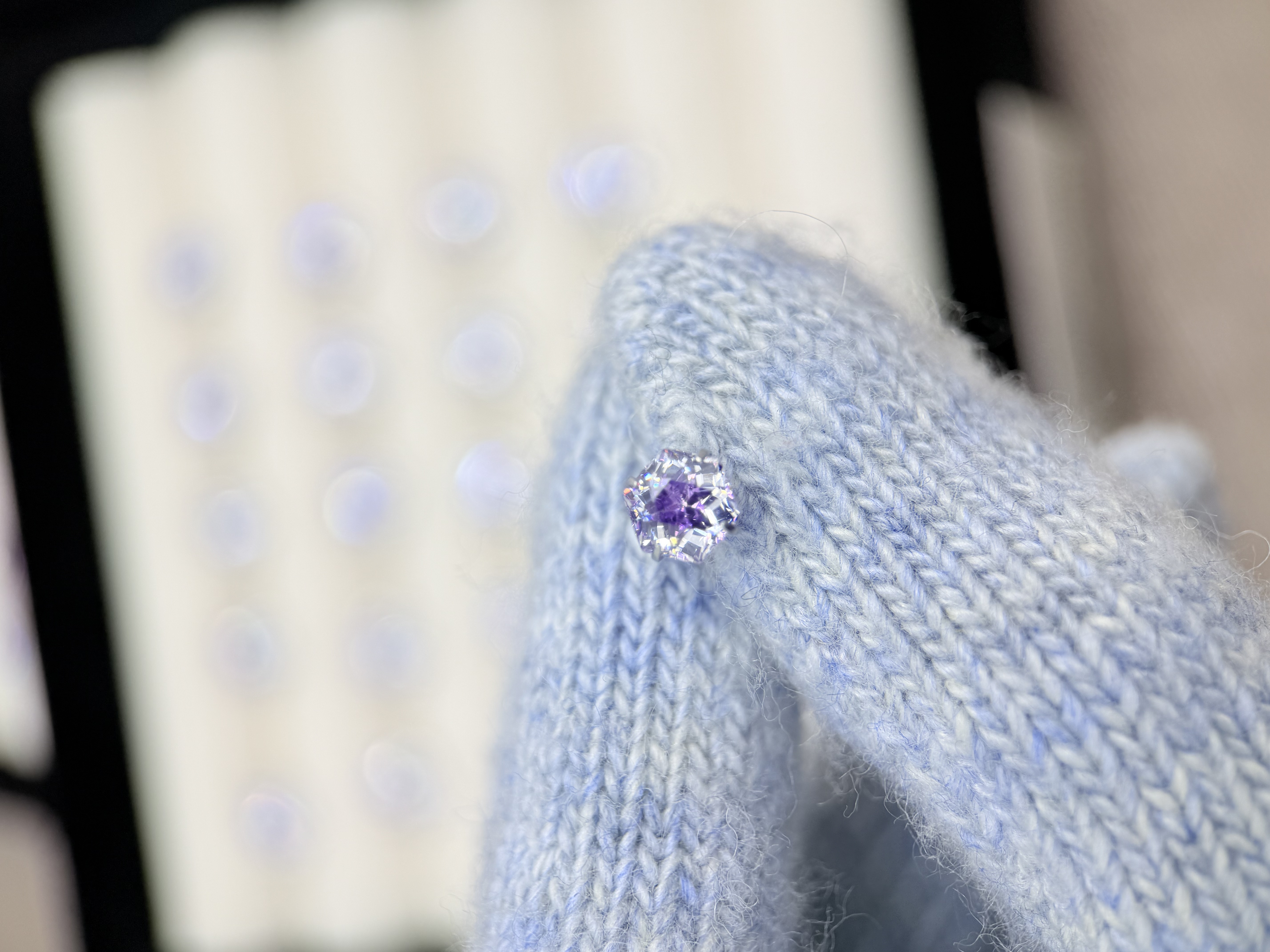 钛钢锆石耳饰 A751 紫色手捧花锆石6mm精致耳骨钉耳钉