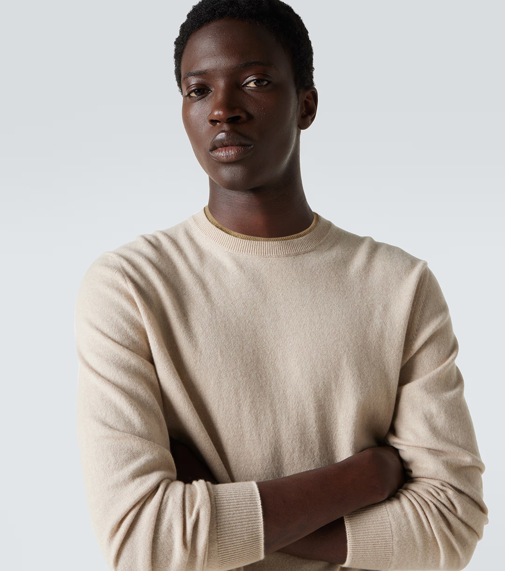 轻松氛围的极简设计系列 双层圆领长袖毛衣 美式刚需