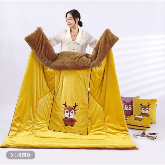 (BB53)加厚折叠抱枕被子两用冬季毯子午睡办公室汽车载枕头被