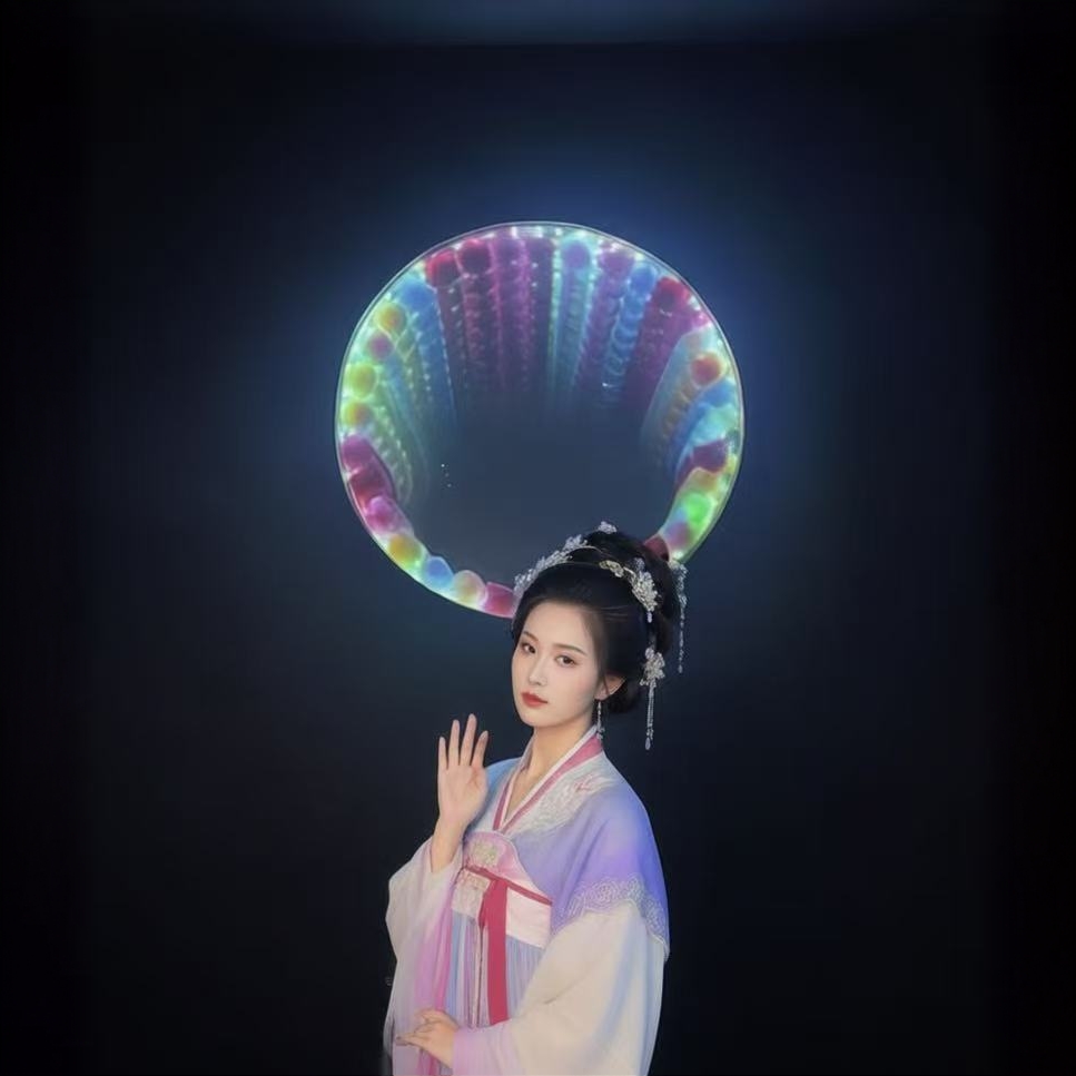 Diy花海深渊镜子化妆镜装饰画单面双面半透镜千层镜有机亚克力圆