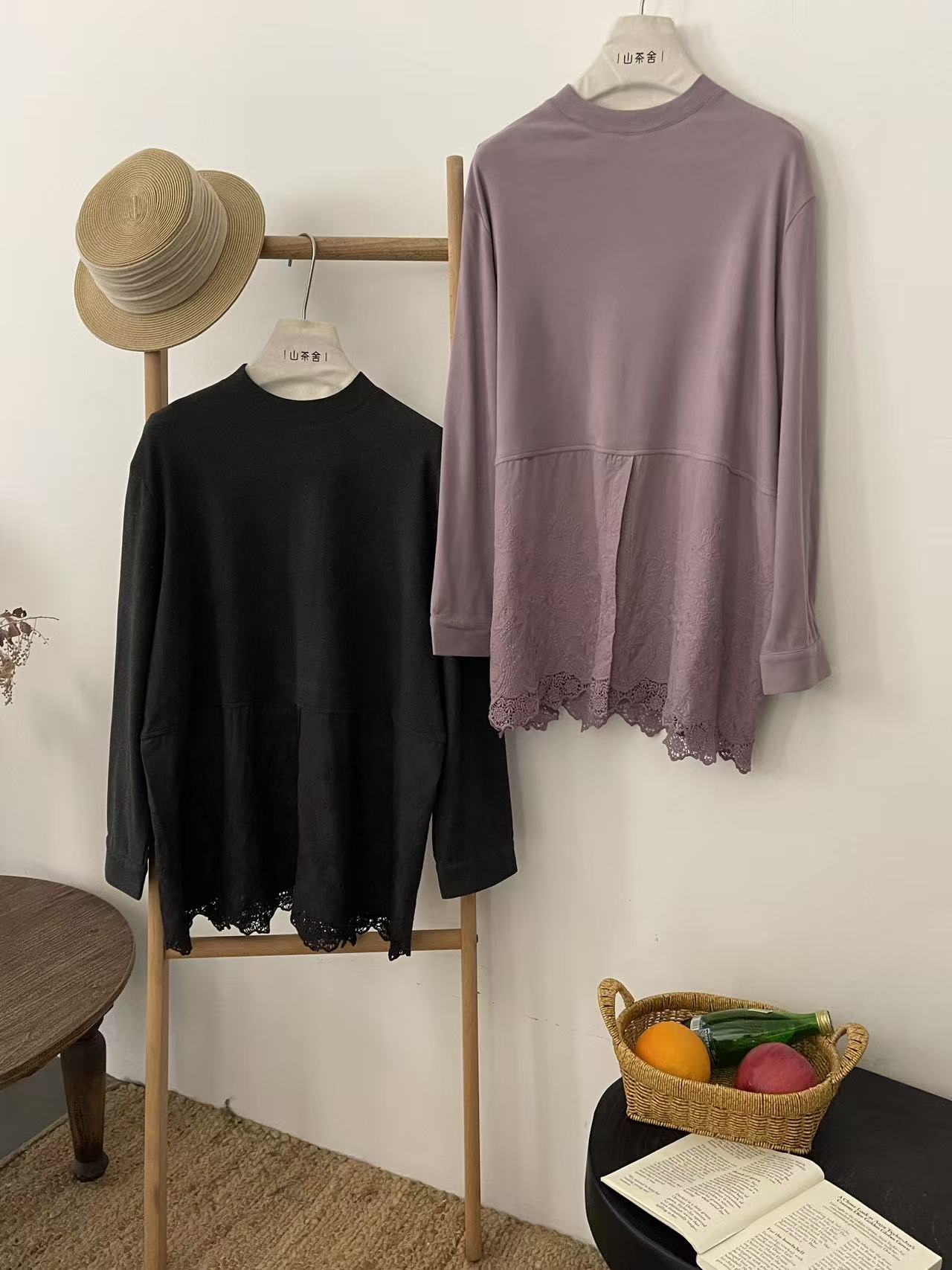 定制款#6719#拼接花边打底衫 X