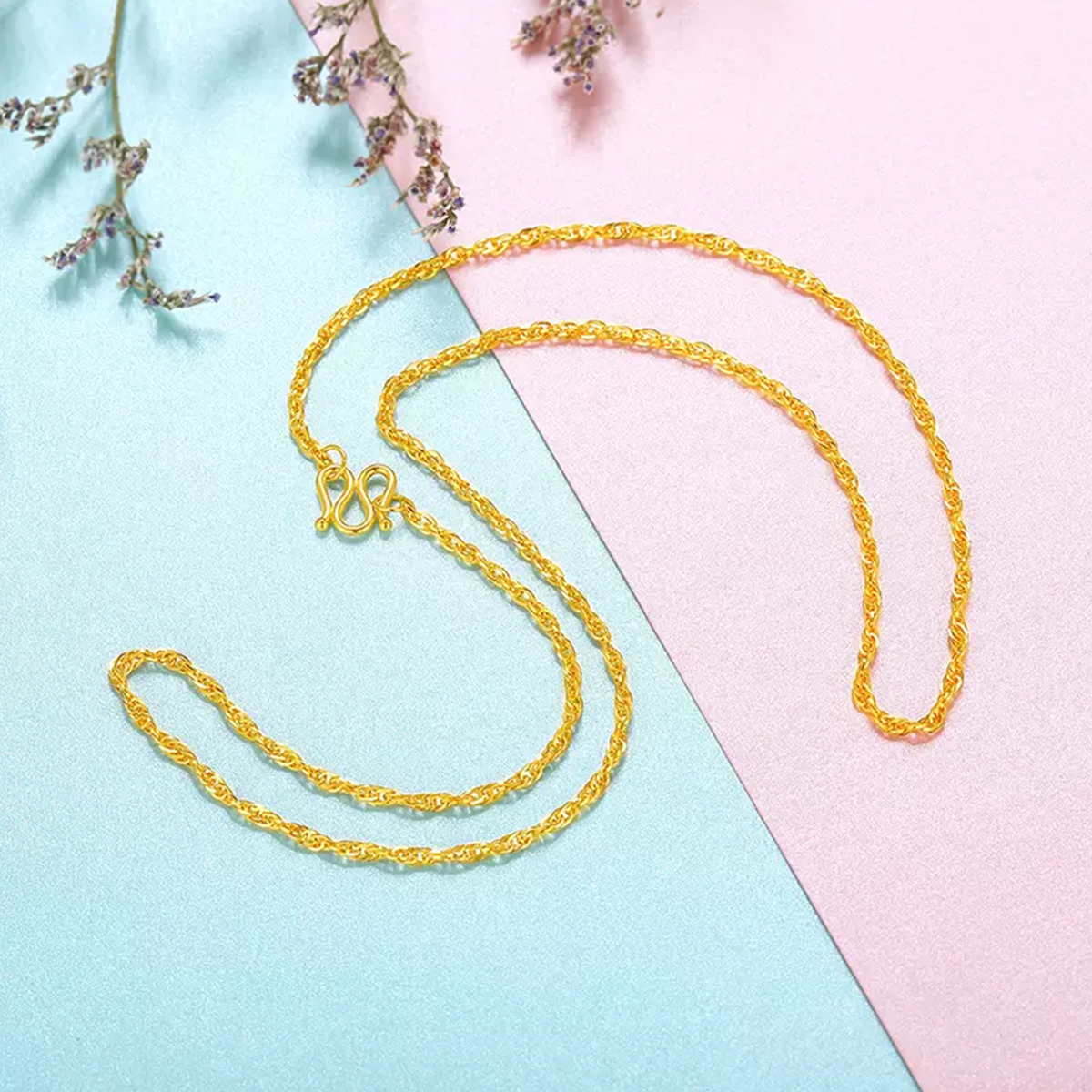 亿纯足金绞丝女士项链