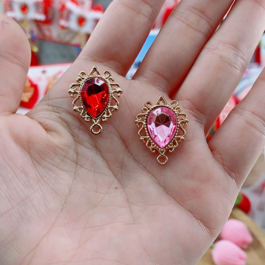 合金镂空钻红粉混100个