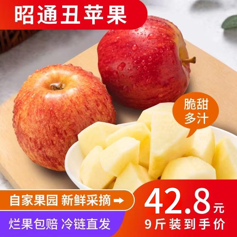 【正宗昭通丑苹果】9斤花皮昭通冰糖心丑苹果新鲜当季水果脆甜多汁
