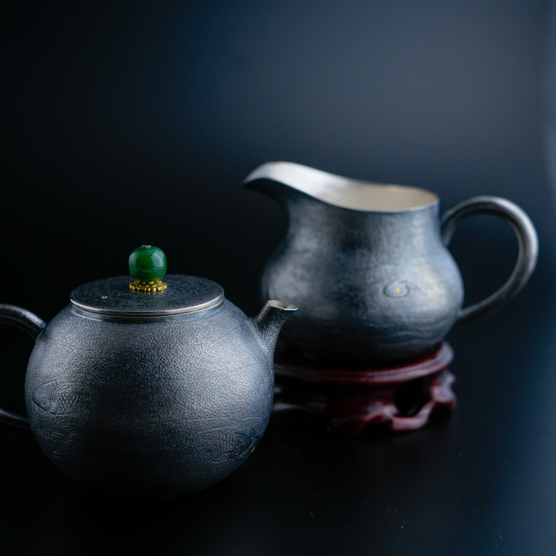 【古悦】纯手工做旧鱼茶器 复古做旧茶具