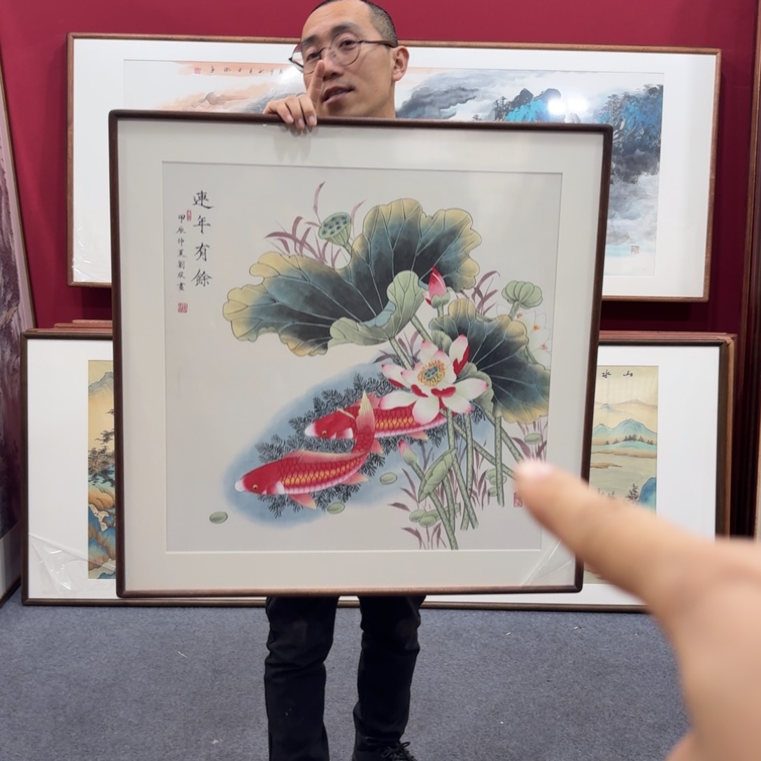 国画手绘作品带框包邮80成80