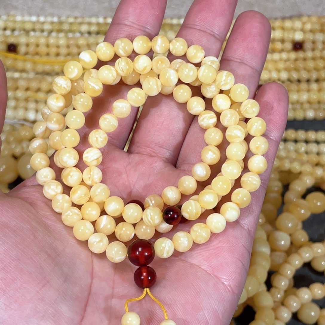 蜜蜡裸石未镶嵌蜜蜡佛珠6.8mm