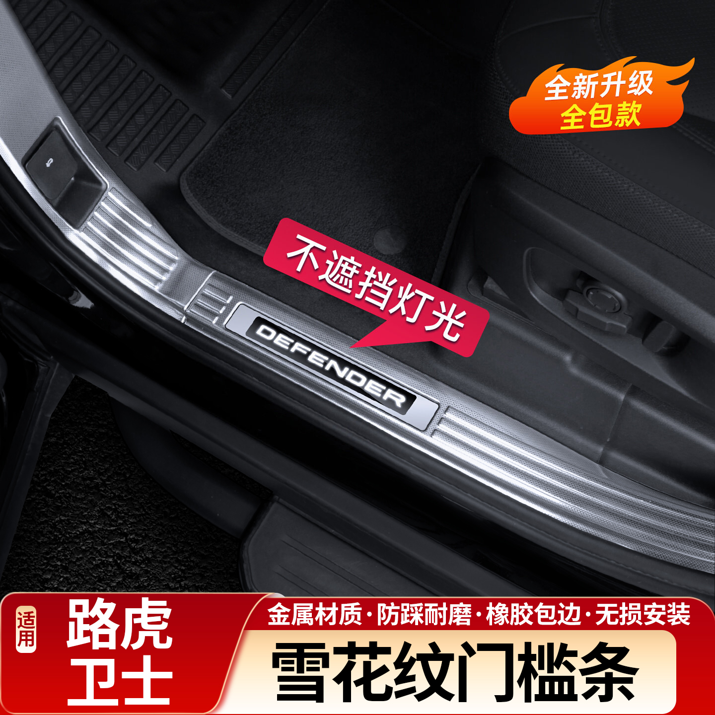 20-26款路虎卫士110/130不锈钢门槛条90迎宾脚踏板防护条改装配件