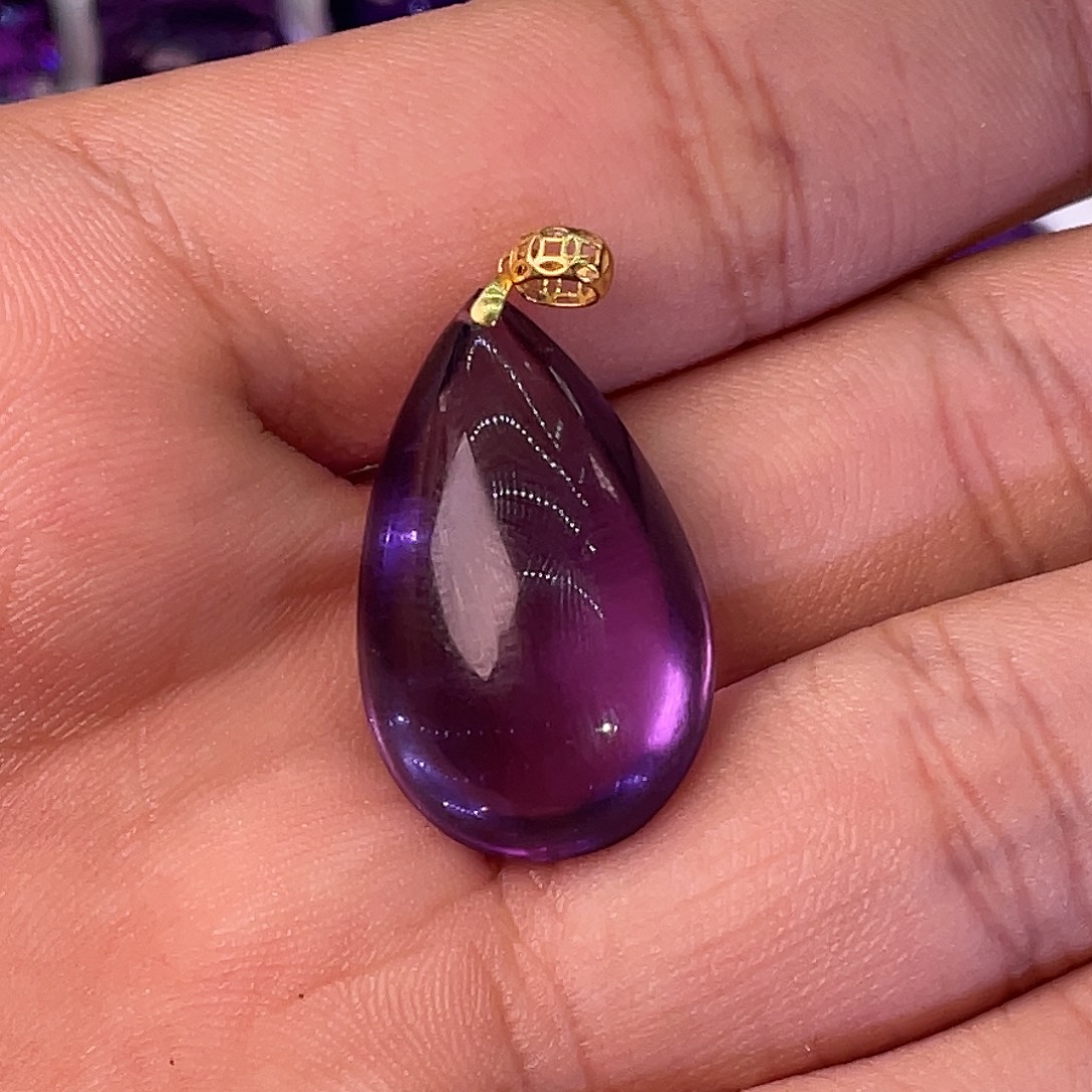 颈饰18K金镶嵌水晶紫水晶吊坠