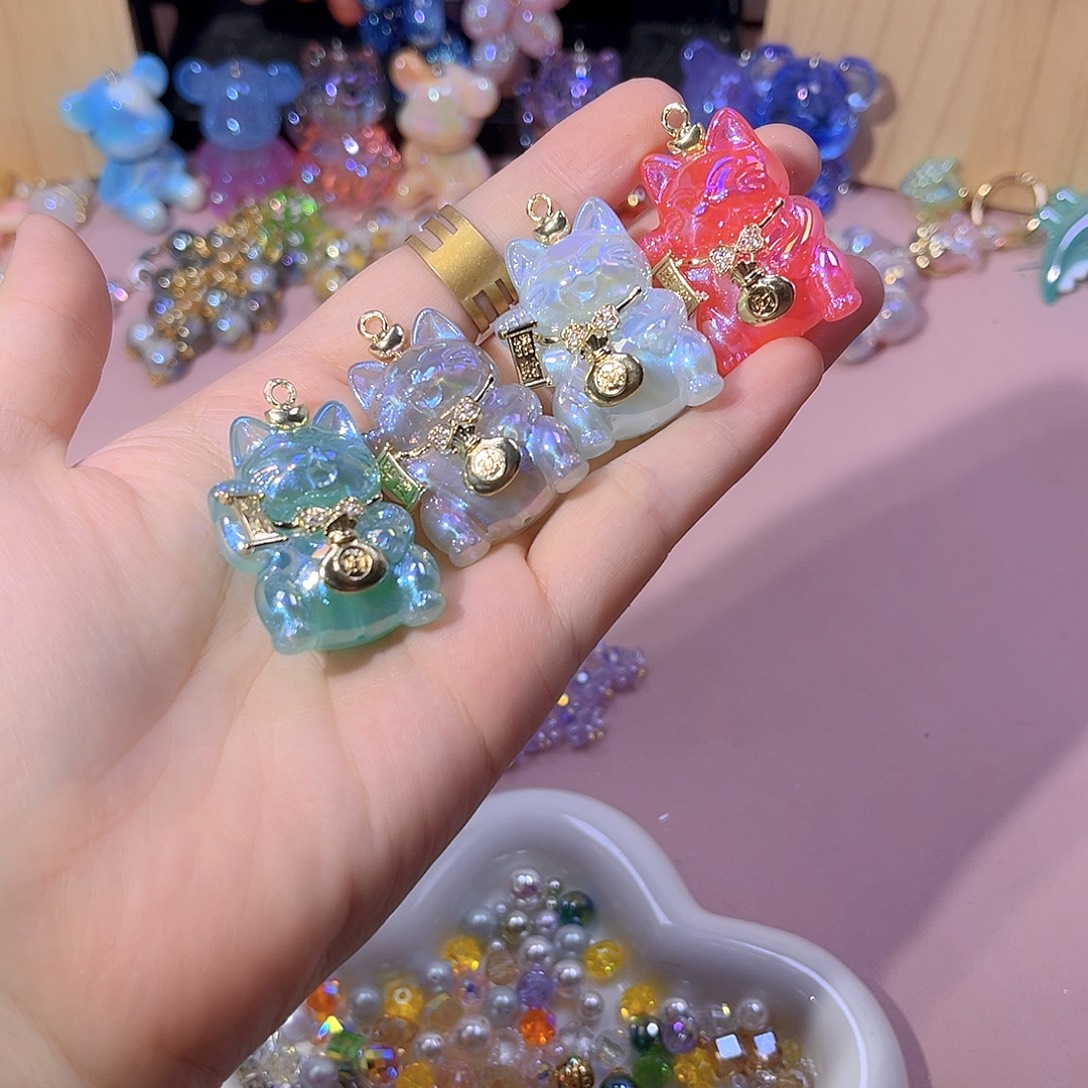 树脂铜合金5个招财猫