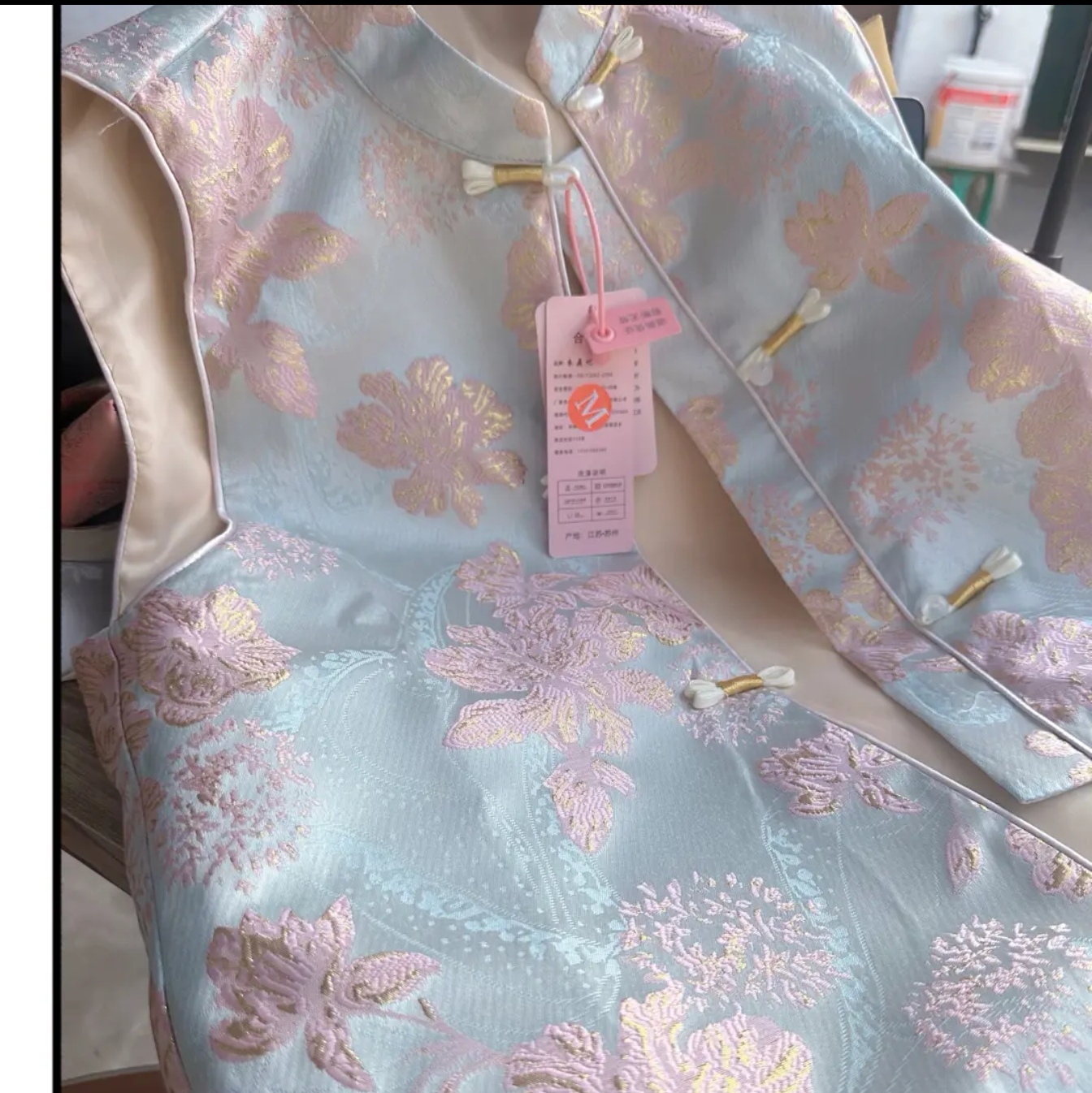 ins中国风秀花宽松马夹复古中式网红立领加棉加厚民族风刺绣国风