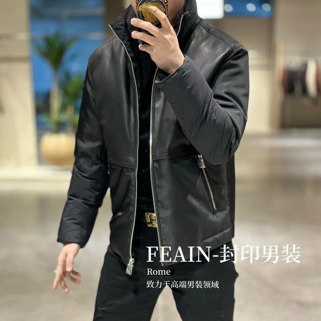 【水貂真皮鹅绒】高端男士水貂领可拆卸绵羊皮男士鹅绒服857800