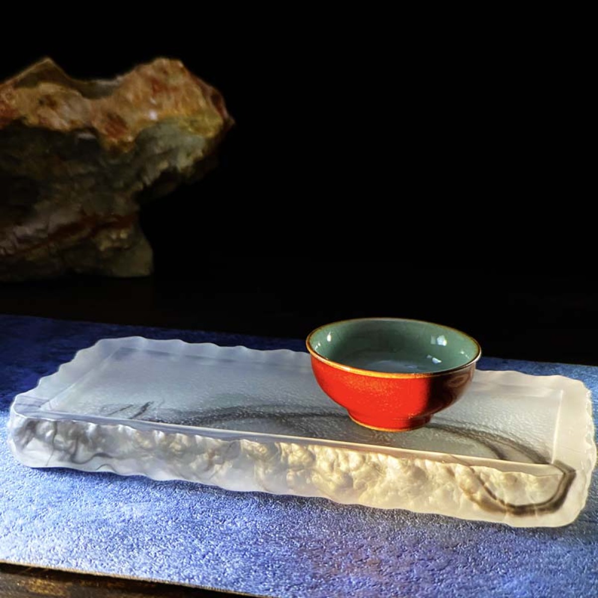 丹青茶台手工水晶琉璃壶承干泡台茶盘