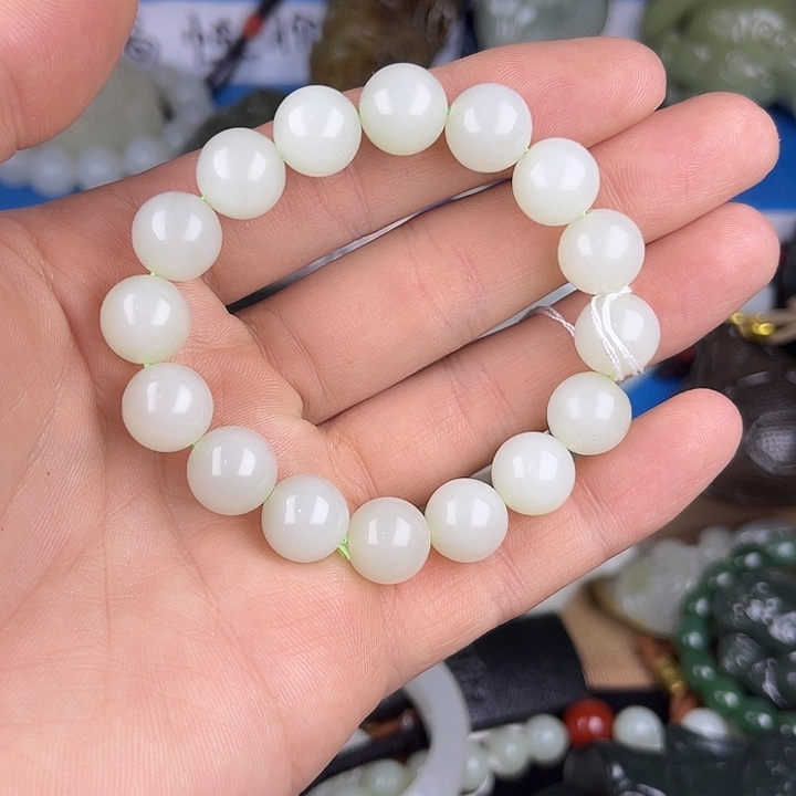 和田玉未镶嵌颈饰7号和田玉1.2圆珠