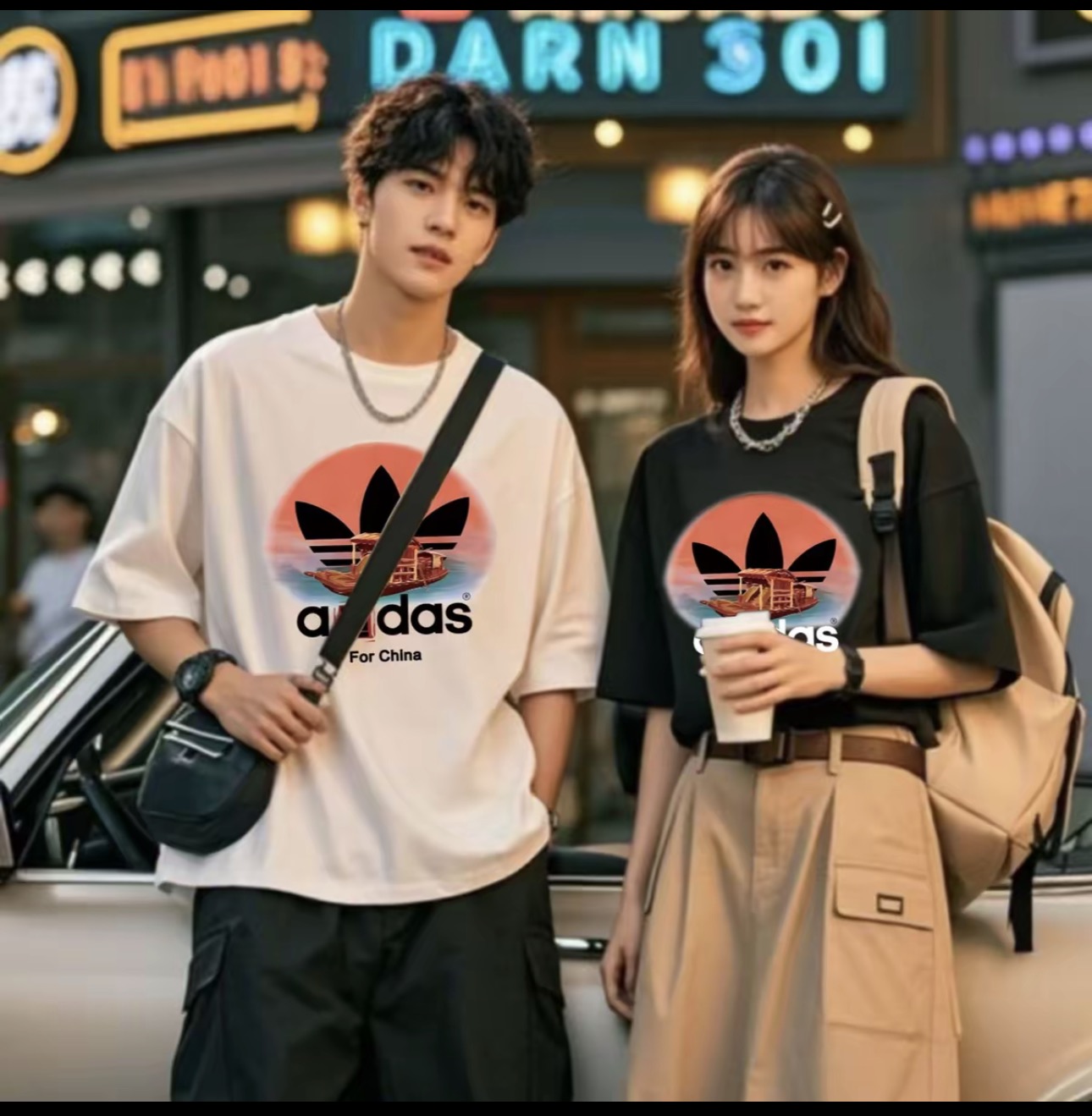 【一折粉丝福利】潮牌男女同款圆领百搭T恤