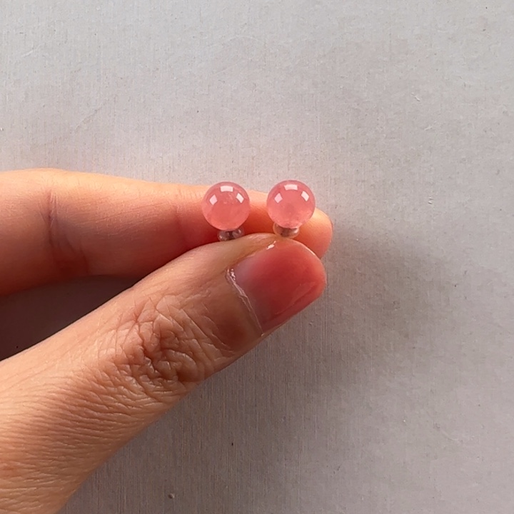 菱锰矿（红纹石）耳饰银S925镶嵌