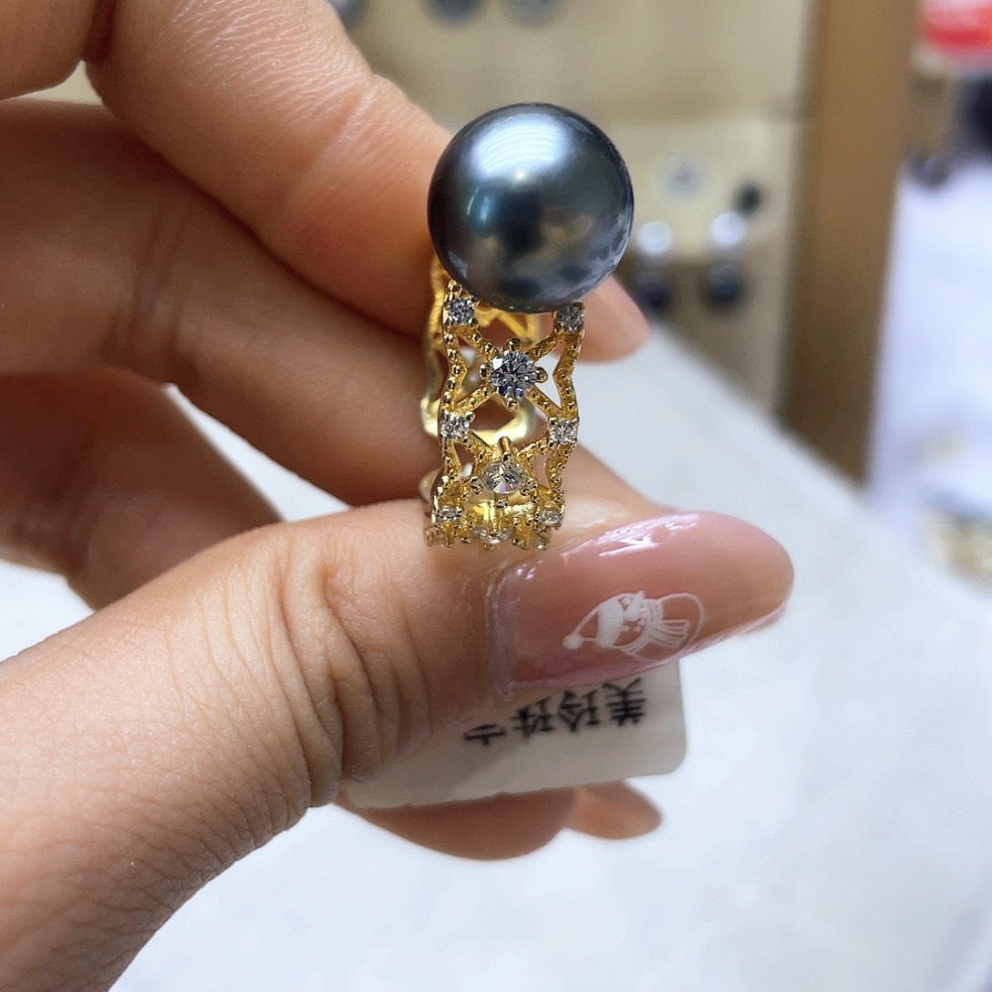 海水珍珠戒指银S925镶嵌