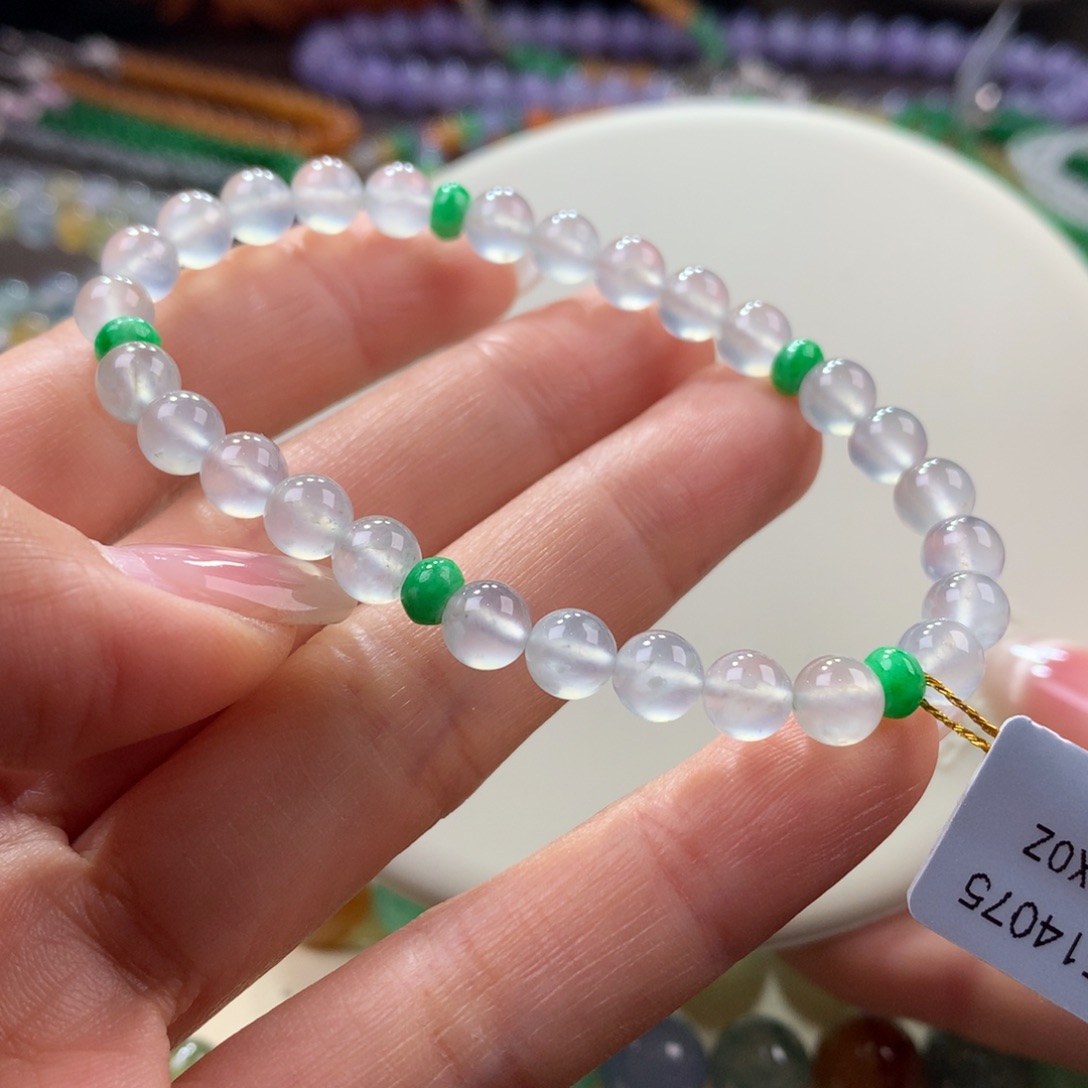 未镶嵌手链翡翠木那雪花棉白冰卡6