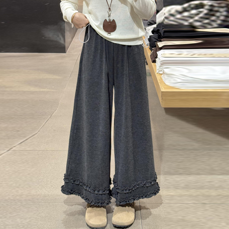 【伊伊】孕妇2025秋冬新款高腰九分糯米裤宽松慵懒风软糯垂感阔腿裤