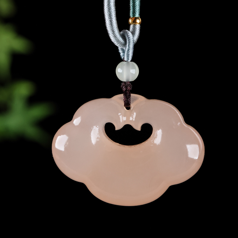 藕粉大祥云吊坠带中国结编绳