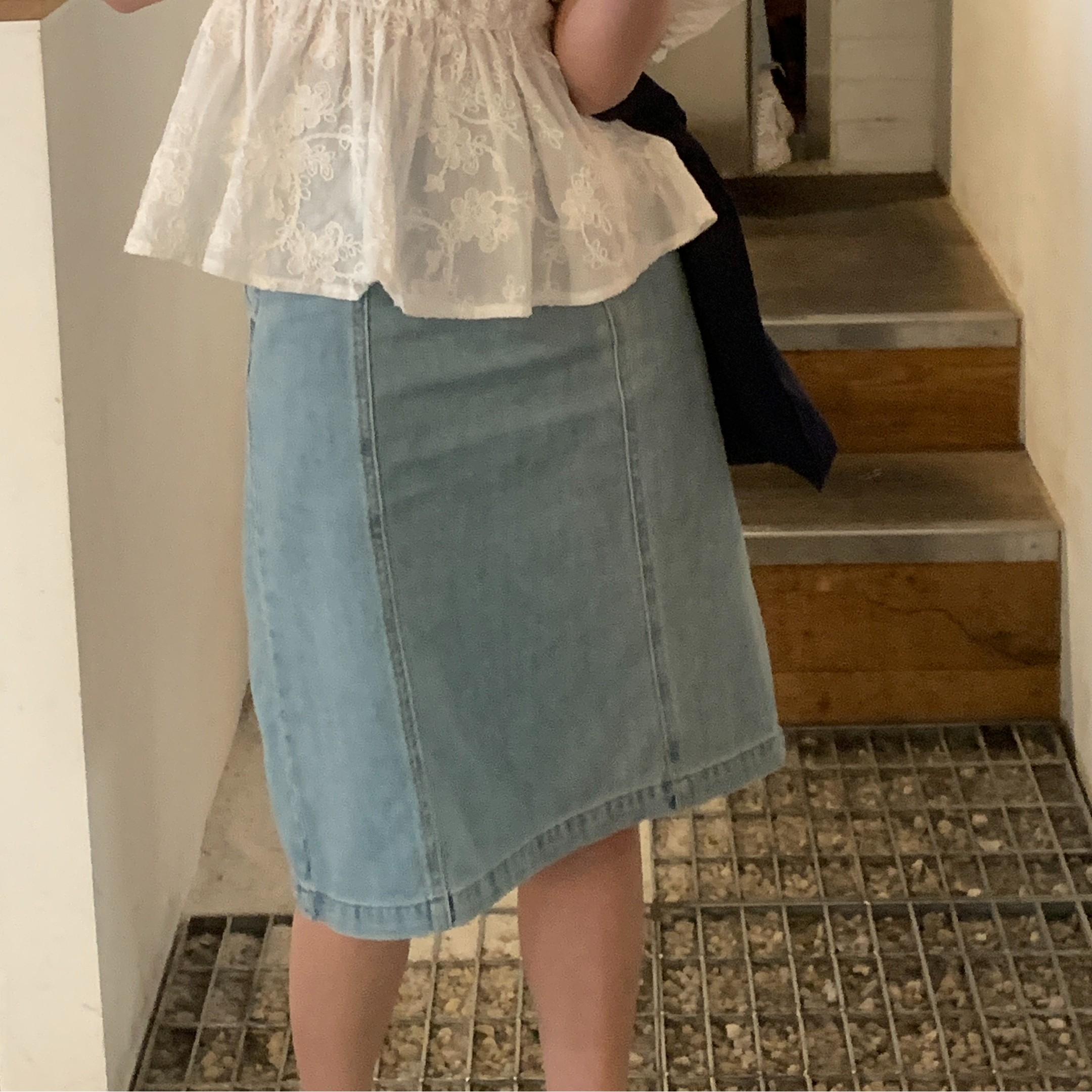 7593蓝色牛仔半裙