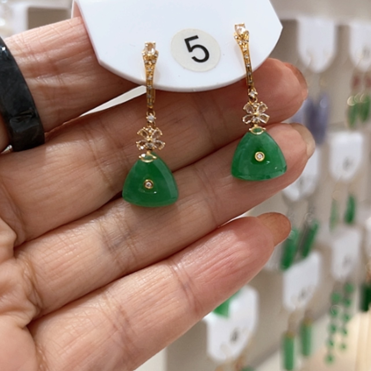 【闪购商品】翡翠耳饰18K金镶嵌翡翠耳坠