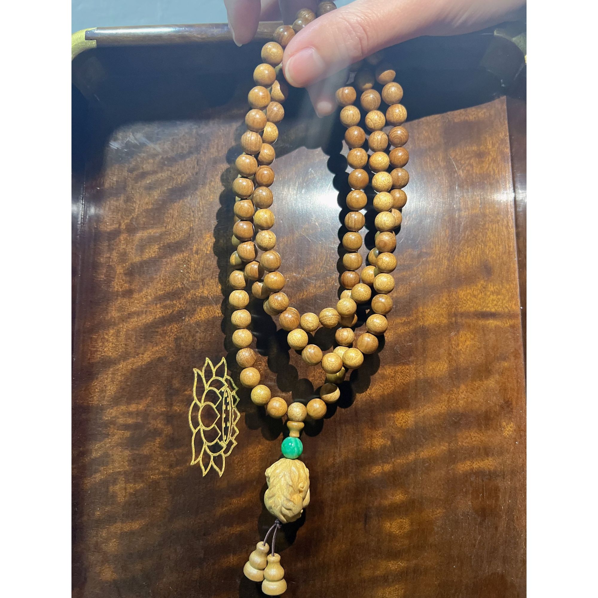貔貅长串原木原色无漆无蜡金丝楠木手串