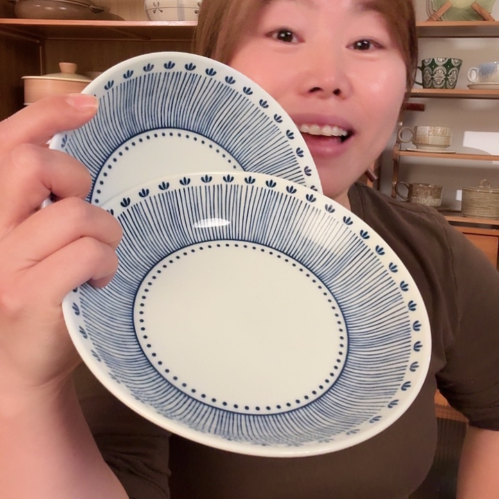 线条纹七寸汤盘两个