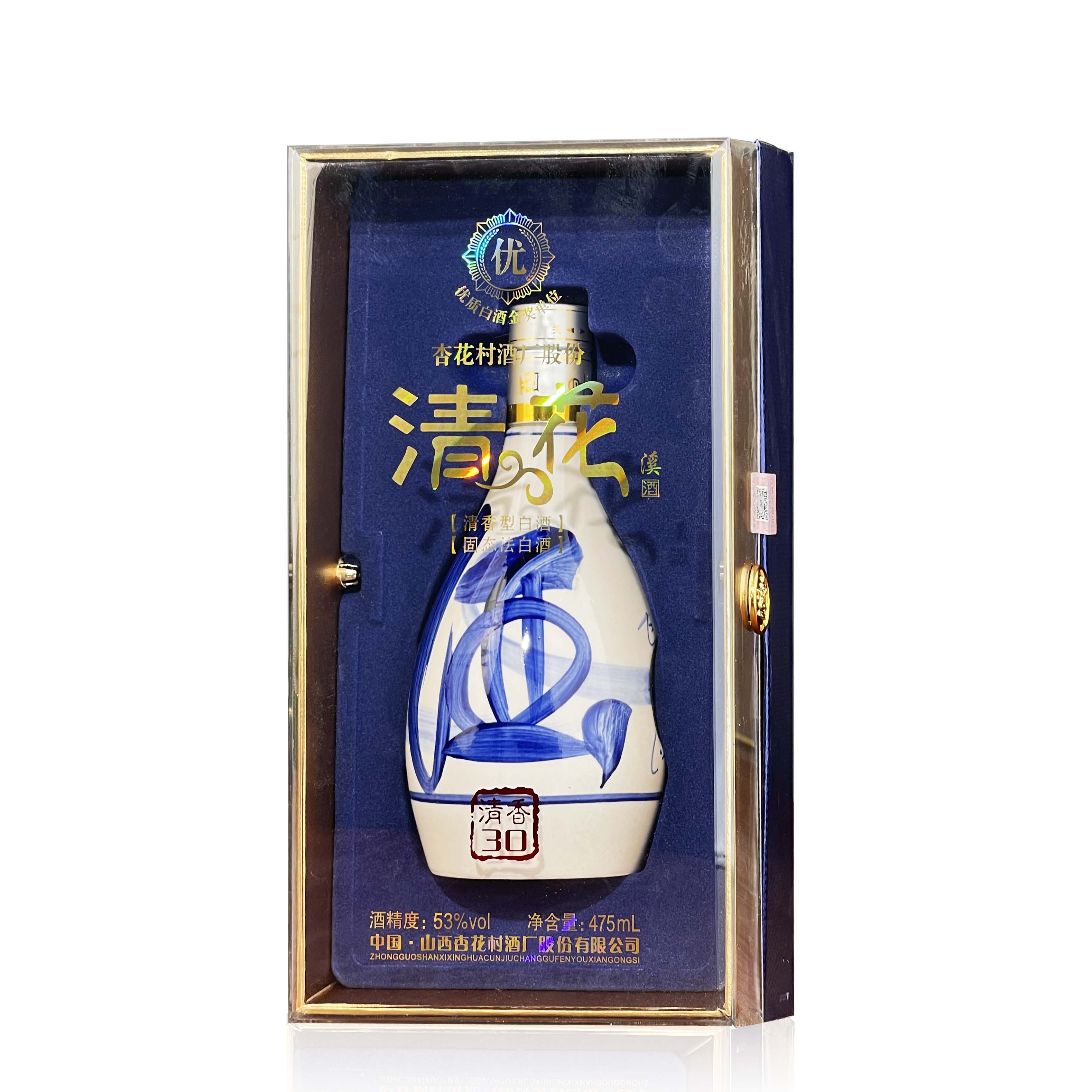 清花溪30水晶版纯粮食礼盒装白酒1瓶装53%Vol475ml