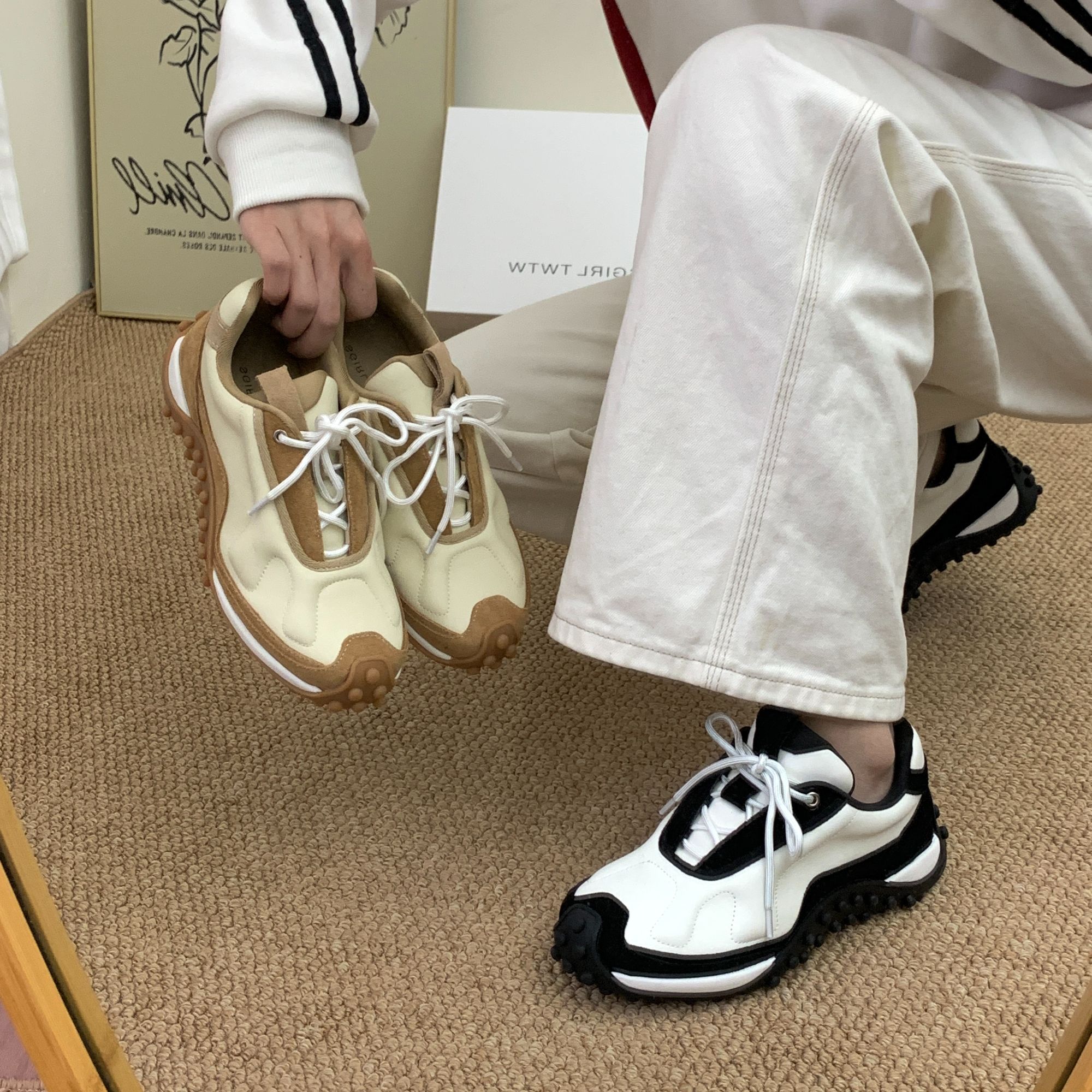 SGIRL TWTW复古拼接阿甘德训鞋新款百搭防滑休闲运动板鞋潮C772-1