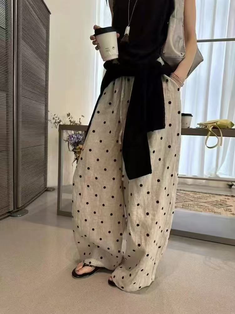 HZMM  麻粉波点裤
