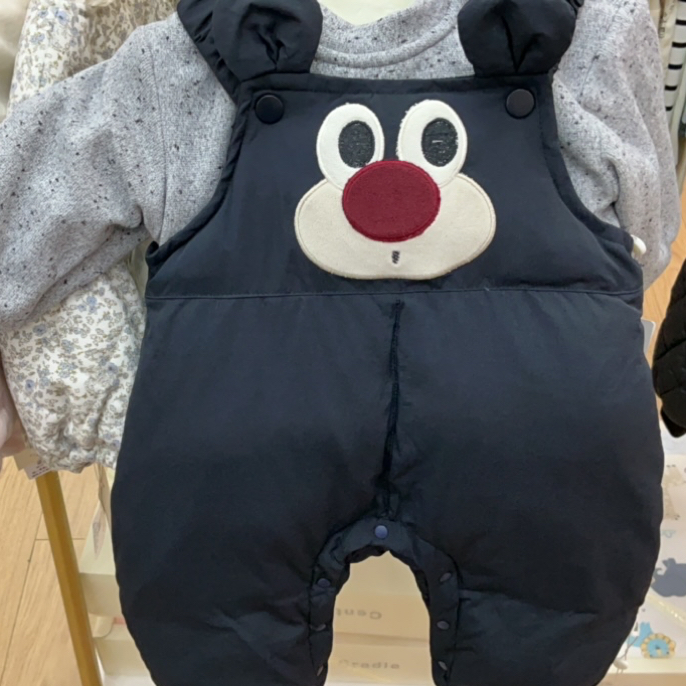 冬季卡通加厚保暖背带裤宝宝防寒裤子